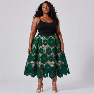 Floral Lace Midi Skirt WHD0606486