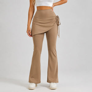 Ruched Skirted Flare Leggings WHD0606515-JYMK139