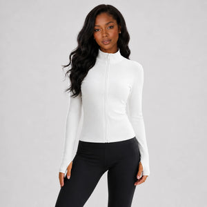 Ribbed Zip Mock Neck Top WHD0606525-JYMW117