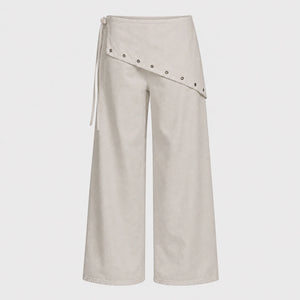 Asymmetric Grommet Wide Leg Pants WHD0606545