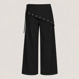 Asymmetric Grommet Wide Leg Pants WHD0606545