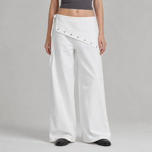 Asymmetric Grommet Wide Leg Pants WHD0606545