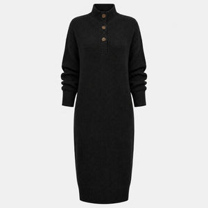 Button Collar Knit Dress WHD0606547