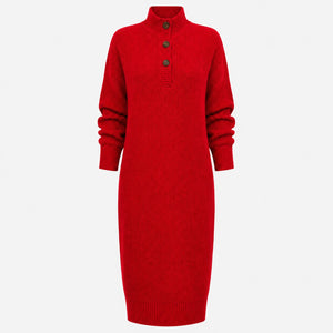 Button Collar Knit Dress WHD0606547