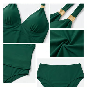Gold Detail Halter Swimsuit WHD0606568-KA-P642-06