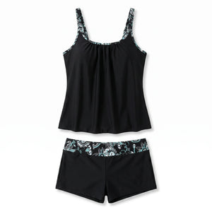 Floral Trim Black Swim Set WHD0606576-KA-P739-01