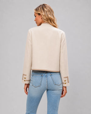 Contrast Trim Cropped Jacket WHD0606577