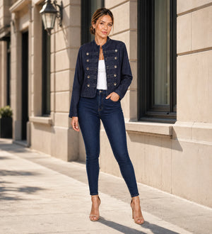 Denim Military Crop Jacket WHD0606583