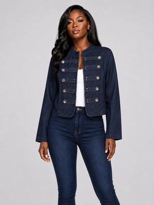 Denim Military Crop Jacket WHD0606583