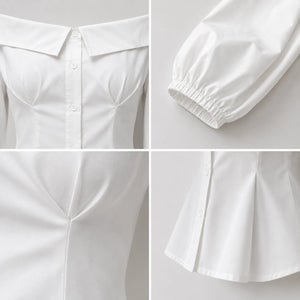 Off-Shoulder Button Blouse WHD0606588