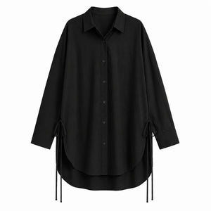 Oversized Side-Tie Button-Up Shirt WHD0606589