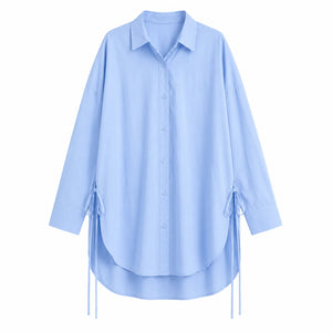 Oversized Side-Tie Button-Up Shirt WHD0606589