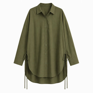 Oversized Side-Tie Button-Up Shirt WHD0606589