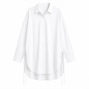 Oversized Side-Tie Button-Up Shirt WHD0606589
