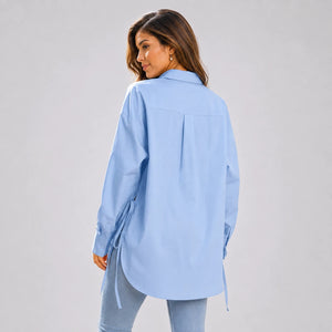 Oversized Side-Tie Button-Up Shirt WHD0606589