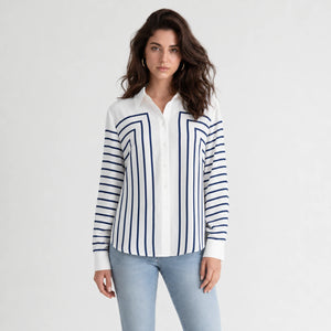 Geometric Stripe Button Shirt WHD0606590