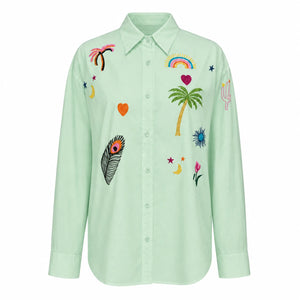 Embroidered Button Front Shirt WHD0606595