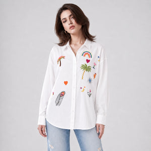 Embroidered Button Front Shirt WHD0606595