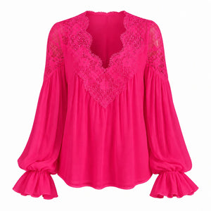 Lace V-Neck Blouse WHD0606596