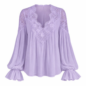 Lace V-Neck Blouse WHD0606596