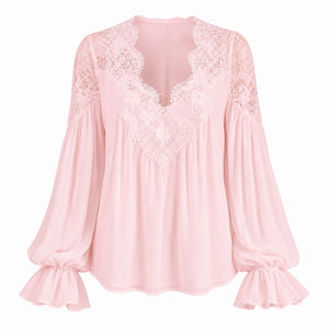 Lace V-Neck Blouse WHD0606596