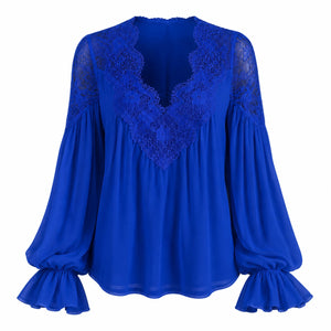 Lace V-Neck Blouse WHD0606596