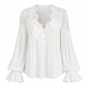 Lace V-Neck Blouse WHD0606596