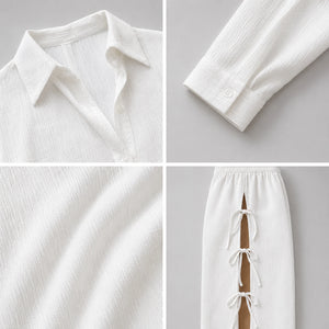 Side Tie Resort Shirt Set WHD0606600