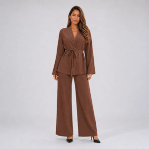 Tie-Waist Wide Leg Set WHD0606601