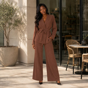 Tie-Waist Wide Leg Set WHD0606601