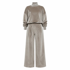 Mock Neck Wide Leg Set WHD0606606