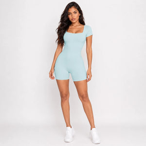 Open Back Short Sleeve Romper WHD0606622