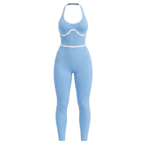 Contrast Trim Backless Active Jumpsuit WHD0606629