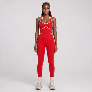 Contrast Trim Backless Active Jumpsuit WHD0606629
