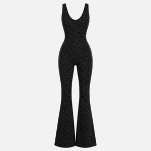 Leopard Print Flare Jumpsuit WHD0606630
