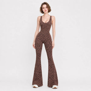 Leopard Print Flare Jumpsuit WHD0606630