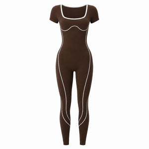Contrast Piping Athletic Jumpsuit WHD0606632