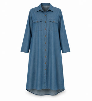 Relaxed Denim-Look Shirt Dress WHD0607006