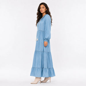 Ruffle Neck Tiered Maxi Dress WHD0607008