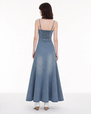 Button-Front Denim Maxi Dress WHD0607009