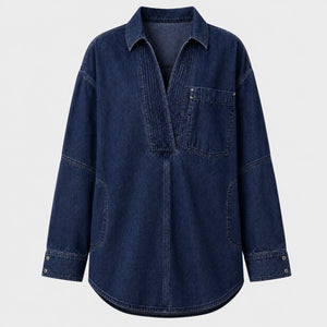 Oversized Pintuck Denim Tunic Shirt WHD0607017