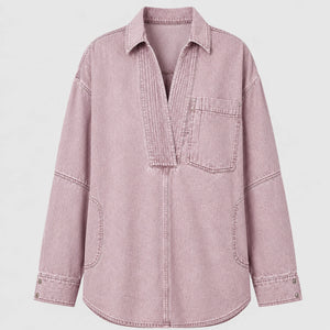Oversized Pintuck Denim Tunic Shirt WHD0607017