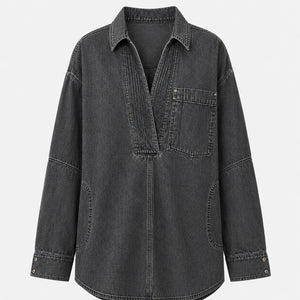 Oversized Pintuck Denim Tunic Shirt WHD0607017