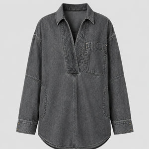 Oversized Pintuck Denim Tunic Shirt WHD0607017
