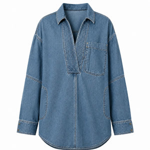 Oversized Pintuck Denim Tunic Shirt WHD0607017