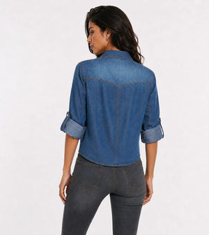 Tie-Front Denim Shirt Top WHD0607020