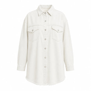 Frayed Hem Denim Shirt Jacket WHD0607021