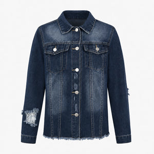 Distressed Raw Hem Denim Jacket WHD0607022
