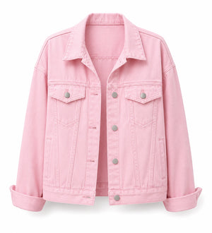 Oversized Pink Denim Jacket WHD0607030