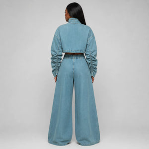 Cropped Utility Denim Cargo Set WHD0607033
